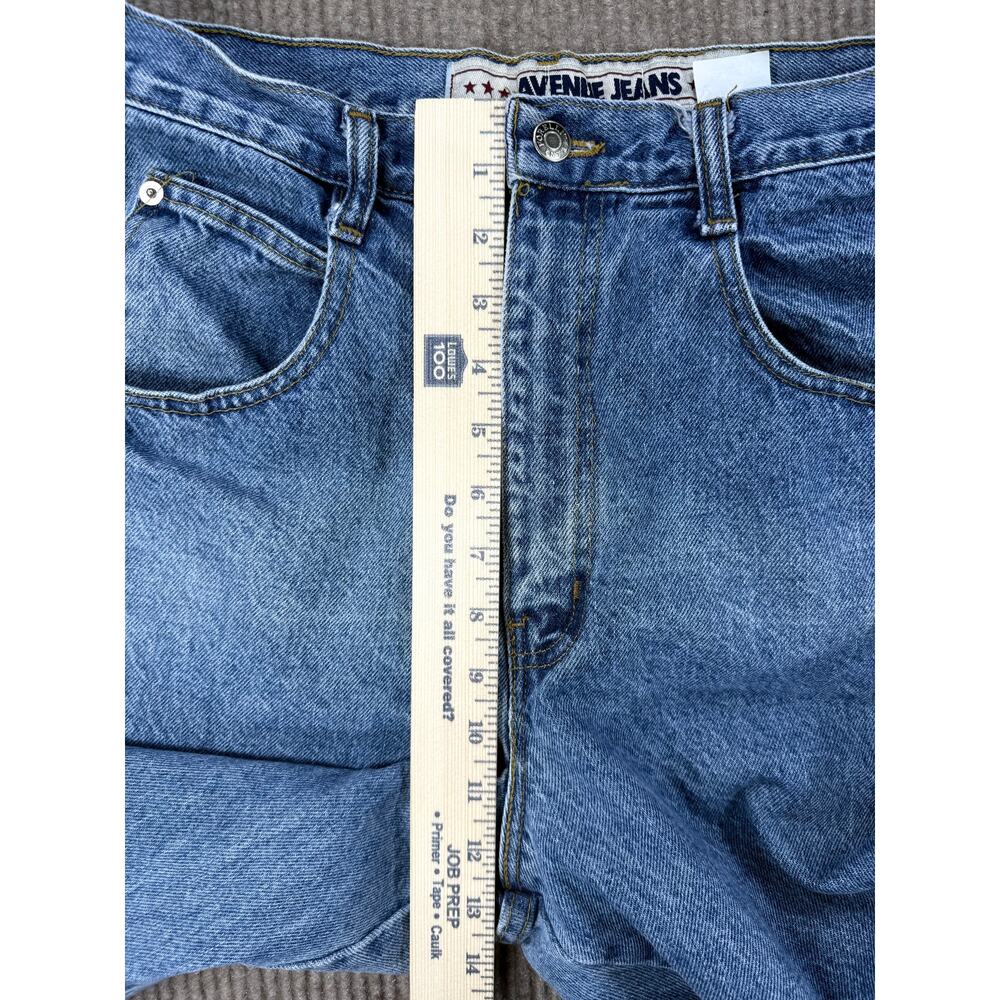 Avenue Jeans High Waisted Mom Jeans Tapered Leg Blue 14 Petite Made In USA - Picture 6 of 7